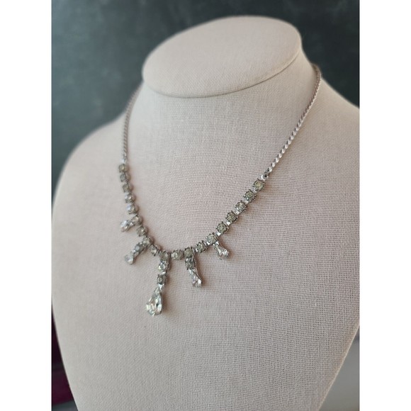 Joseph Weisner NY Clear Rhinestone Necklace - Picture 2 of 10